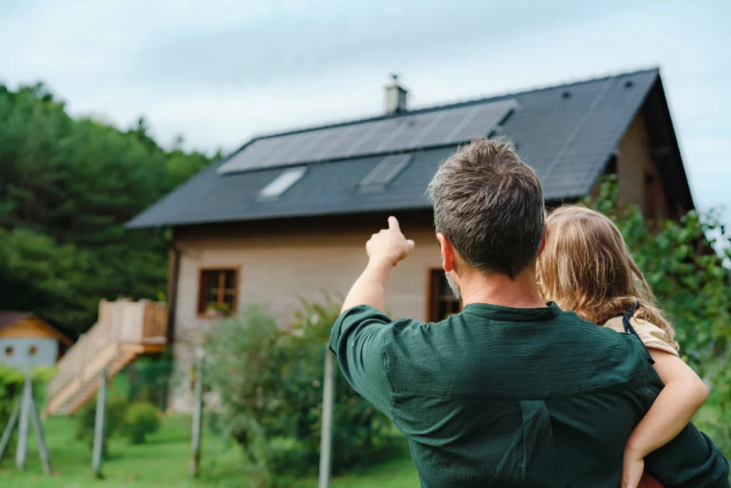 Solar Panels Father Daughter